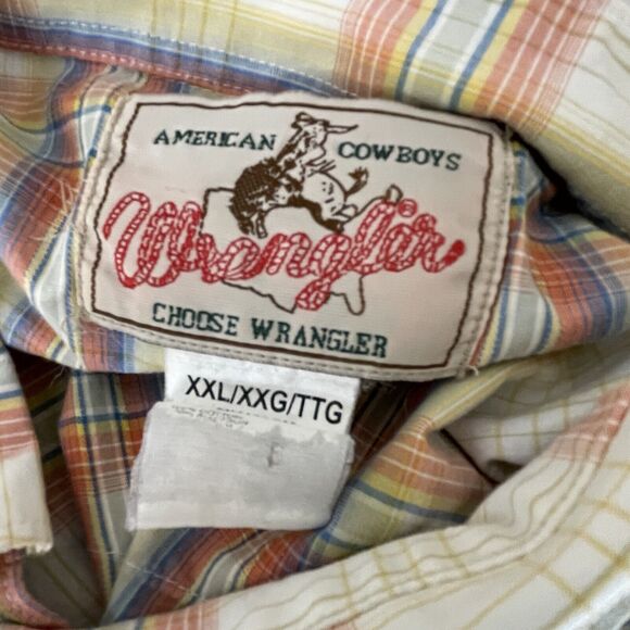 VTG 80s 90s Wrangler Western Shirt Pearl Snap Plaid Cowboy Men XXL / See Below - Picture 13 of 14